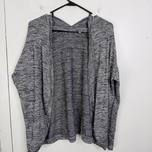 Athleta Sweater Womens Small Drape Pose Cardigan Gray Marled Open Athleisure